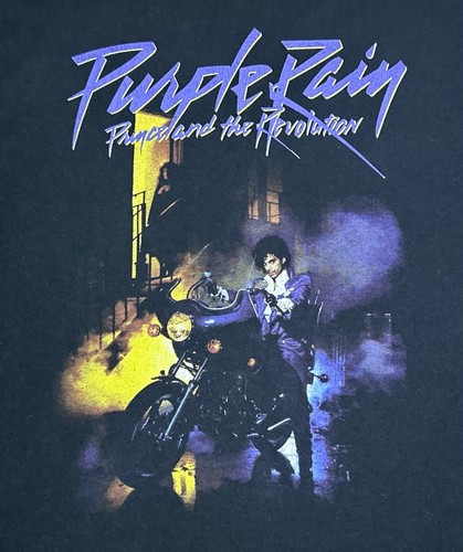 The Prince Estate Men’s T-Shirt Purple Rain Graphic Tee Black S/S Crew Size L - Picture 2 of 19