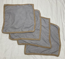 Stratford Home Throw Pillow Covers Braided Trim Set of 4 Beige Gray Jute Accent