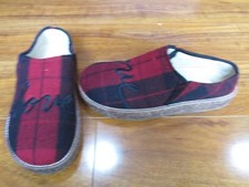 NEW ED Ellen Degeneres Tillie LOVE Scuff Slippers Shoes WOMENS 7 Red Plaid 98
