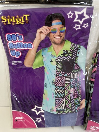 80s Costume Unisex Outfit Shirt Jogger Pant Retro Neon XL Plus Spirit Halloween - Picture 4 of 20