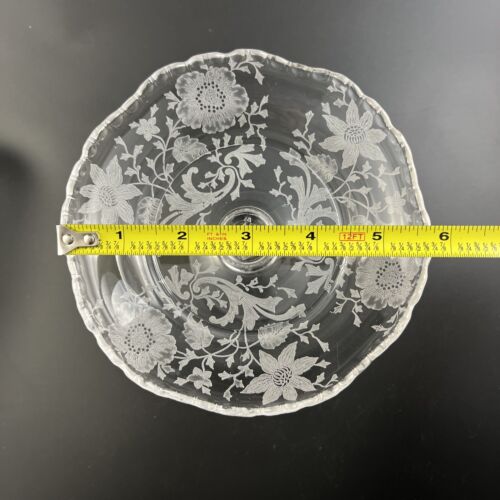 Vintage Cambridge Elegant Glass No. 3500 Gadroon WILDFLOWER Etch 5" Compote - Picture 11 of 11
