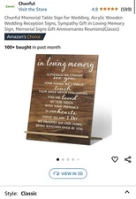 Memorial Table Sign For Wedding Wedding Wooden Decorations For Reception Sympath