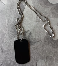 Collana a Palline Militare Acciaio + PIASTRINA Colore Nero Unisex Targhetta