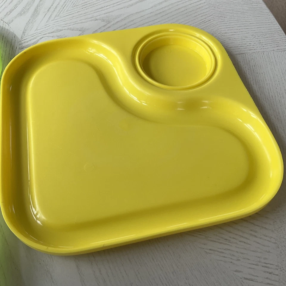 Conjunto de pratos infantis seções divididas placas para crianças verde e amarelo conjunto de 3 - Imagem 3 de 4