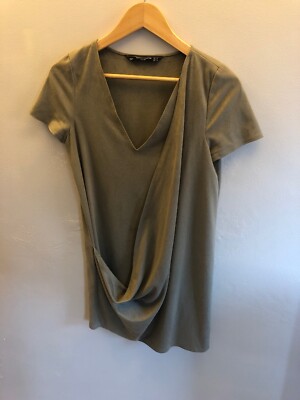 Zara Trafaluc Olive Green Faux Suede Dress Size XS | eBay
