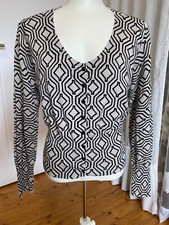 MEXX stylische Strick Jacke schwarz beige Rauten, Geometrie, M