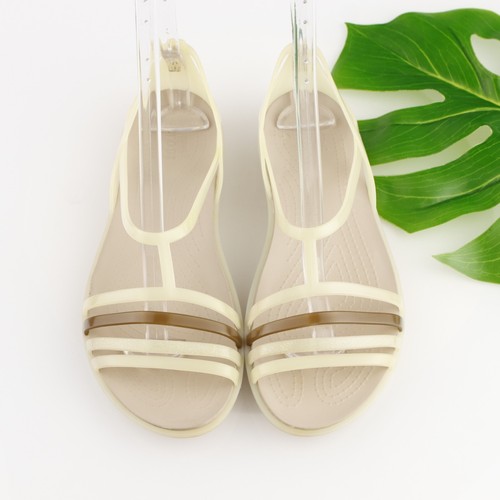 Crocs Isabella Damen-Sandale Größe 9 beige hellbraun Riemchen Gummi flach Schuh - Bild 13 von 16