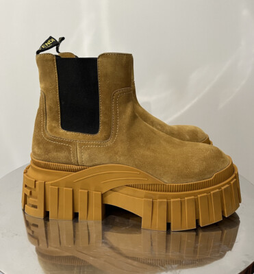 Fendi Chunky Chelsea Boots Zucca Men's Size 8 Brown Tab Fendi Chunky Chelsea Boots Zucca Men's Size 8 Brown Tab