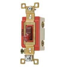 BRYANT Pilot Light Wall Switch,Red,1-Pole Type, 4901PLR120, Red