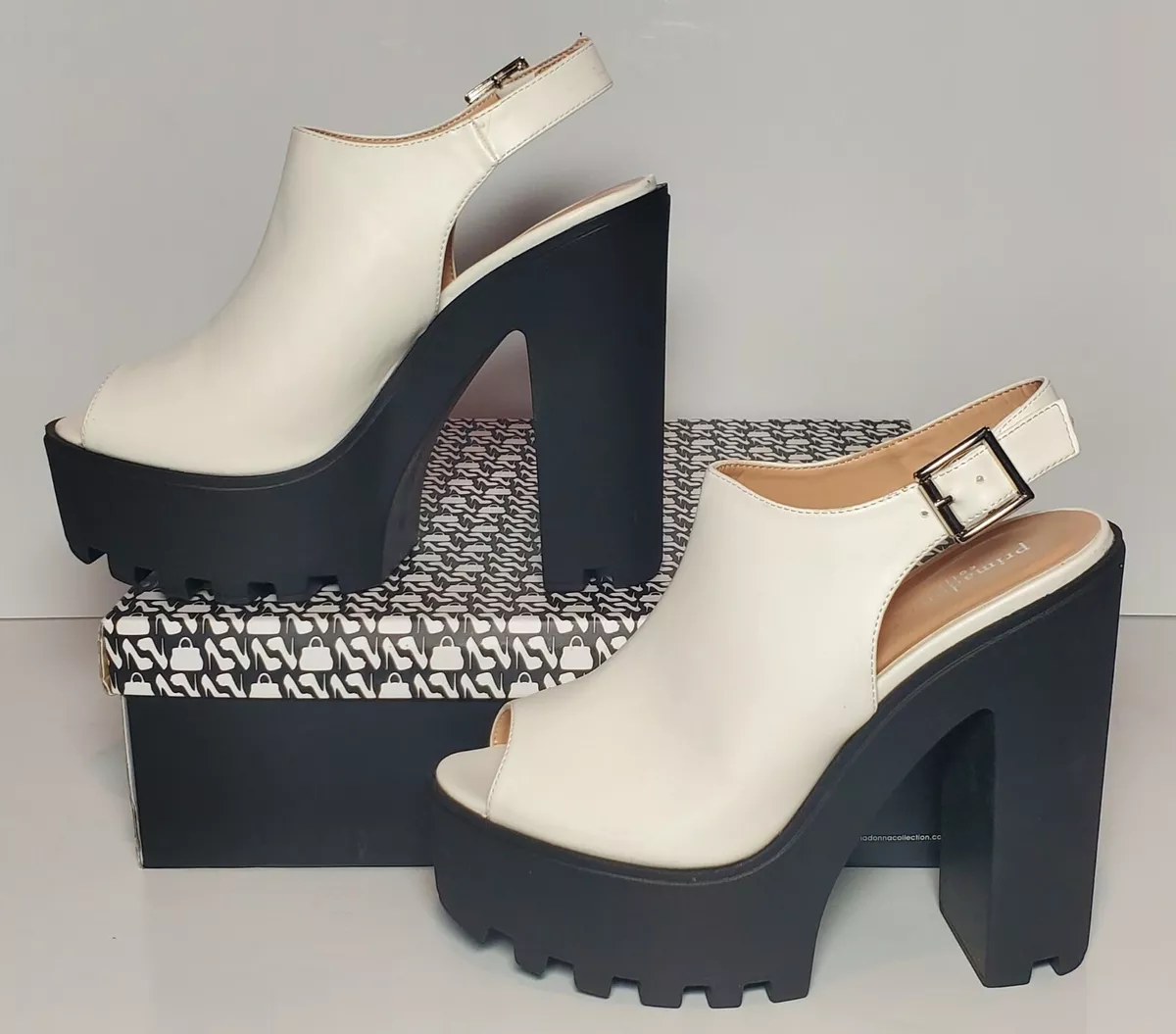 PRIMADONNA COLLECTION WOMEN EURO SIZE 38 PLATFORM OPEN BACK WHITE 05555 ECP