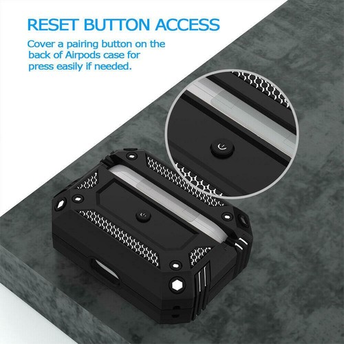 AirPods Case Heavy Duty Armor Cover + Keychain Clip For Apple AirPods 1/2/3 &Pro - Picture 9 of 18