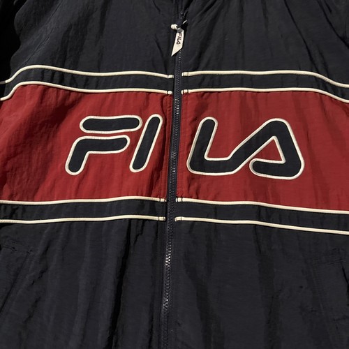 Vintage 90s FILA Puffer Jacket Mens XL Color block Embroidered Spellout Full Zip - Picture 2 of 10