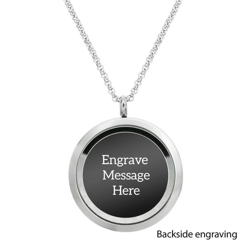 Personalized Photo & Message Engrave Floating Crystals Locket Pendant Necklace - Picture 42 of 54