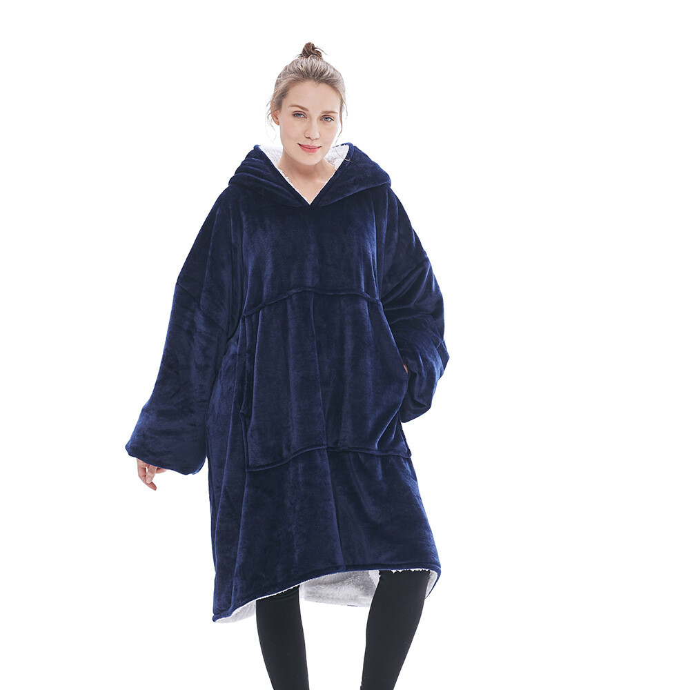 Adult Hooded Snuggle Blanket Super Soft Fleece Sherpa Warm Wearable ...