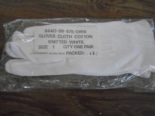 BRITISH MILITARY ISSUE WHITE COTTON GLOVES SIZE 1 BUTTONED WRIST NEW