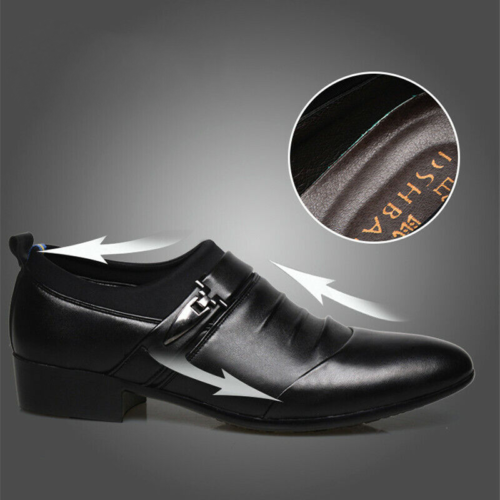 Oxford de vestir de negocios para hombre zapatos de cuero sin cordones trabajo formal informal punta puntiaguda - Imagen 1 de 17