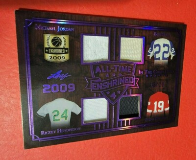 MICHAEL JORDAN RICKEY HENDERSON BOB HAYES YZERMAN GAME USED JERSEY CARD #d13/20