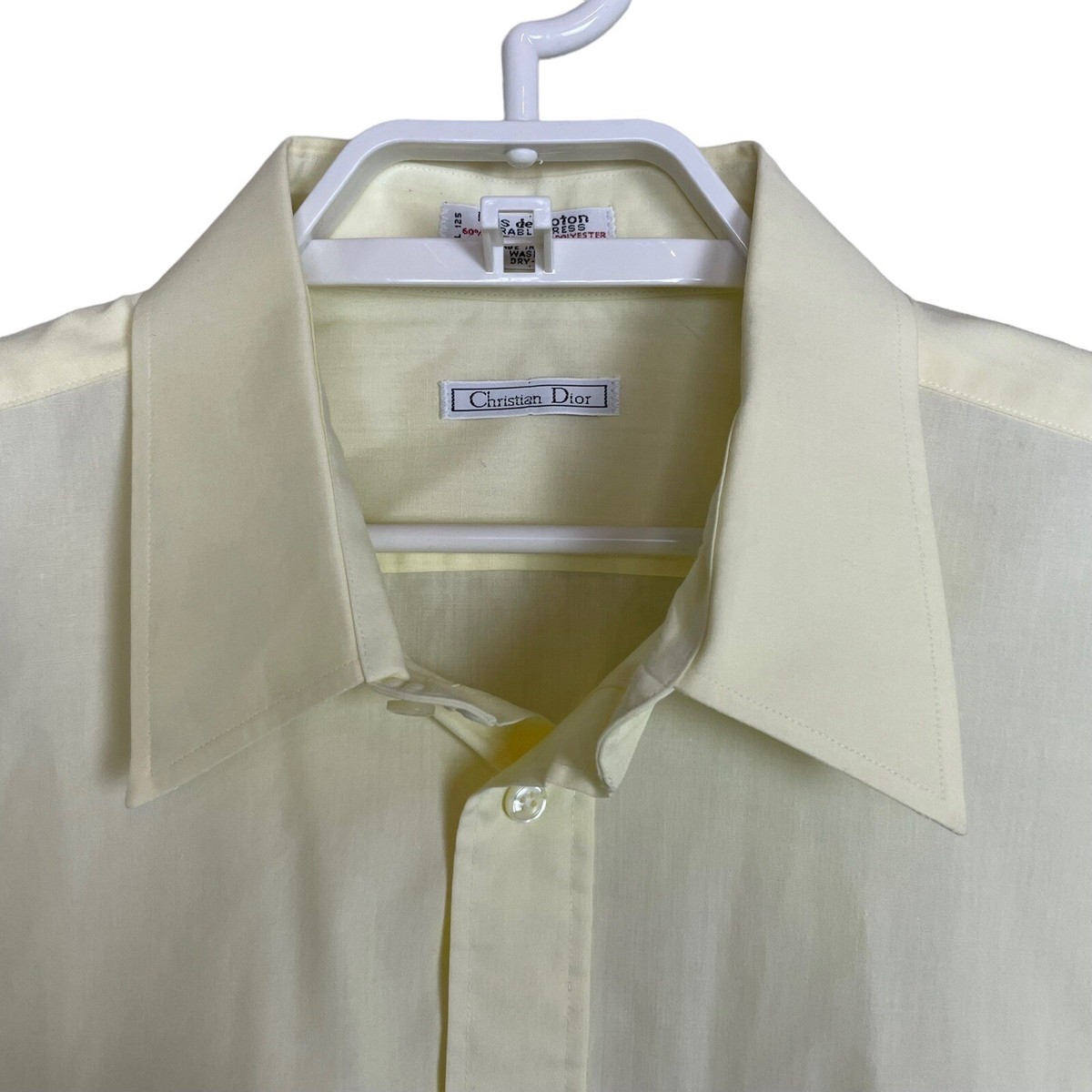 Vintage Christian Dior Men's Sz 17 34/35 Yellow Button Up Vintage Christian Dior Men's Sz 17 34/35 Yellow Button Up