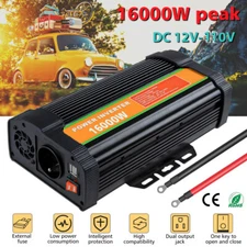 Car Vehicle Power Inverter 16000W Peak DC 12V to AC 110V Converter Sine Wave