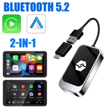 2-in-1 Carplay Wireless Adapter Android Auto Plug Play Connect USB Dongle