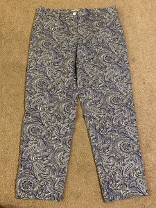 talbots womens 8P blue white yellow 
