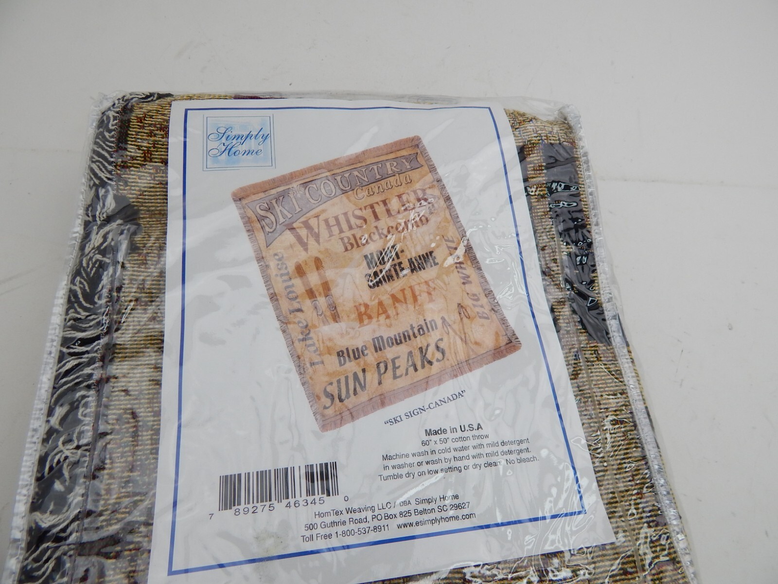Vintage Simply Home Canada Ski Map Country 60"x50" Throw Blanket NWT 2002