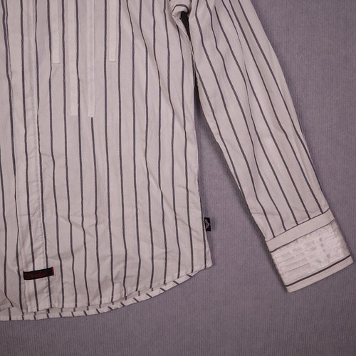Fender Custom Shop Size Medium Embroidered Men Vintage Shirt Logo White Striped - Picture 6 of 12