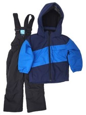 Iceburg Boys Blue  Black Hooded Snow Coat  Ski Bibs Snowsuit Set