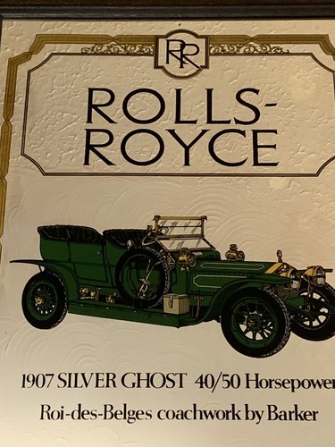 Vintage ROLLS ROYCE 1907 Silver Ghost Framed Mirror George Nathan Prod 25.5x19.5 - Picture 7 of 11