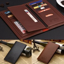 Long Men Leather Wallet Bifold ID Card Holder Clutch Billfold Money Purse Bag