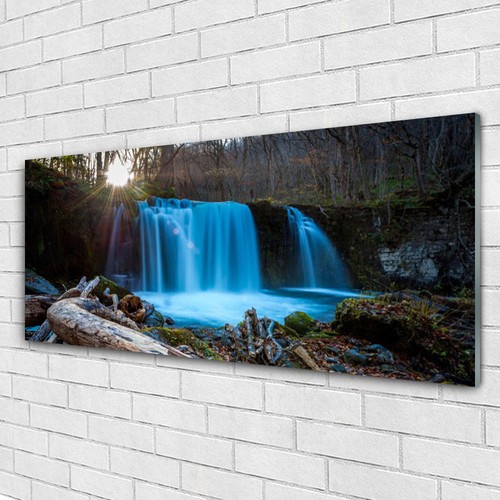 Tulup Tableau Murale Impression Sous Verre 125x50 Cascade Arc En Ciel