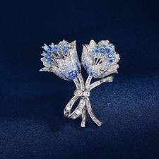 Hand-held Flower Bouquet Corsage Microinlaid Zircon Pin Suit Jacket Dress Brooch