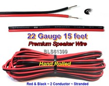 15' ft Red Black 22 Gauge SPEAKER WIRE Cable Home Car Audio Wiring 12V DC Power