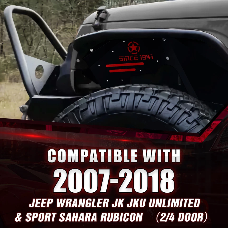 Front & Rear Inner Fender Liners for 2007-2018 Jeep Wrangler JK & JKU Unlimited - Image 2 of 4