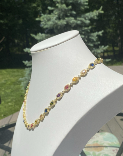Ross Simons 14K Gold über Sterling 11,00ctw simulierter Edelstein & CZ Halskette - Bild 16 von 20