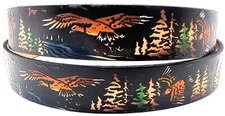 EAGLES NATURE WESTERN MOTORCYCLE EMBOSSED 100% COWHIDE LEATHER BELT USA MADE