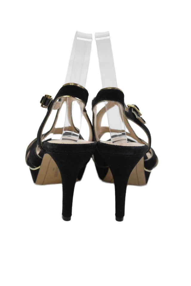 Sandalias Karl Lagerfeld para mujer de cuero con tiras punta abierta plataforma negras talla 7 Foto 4 de 4