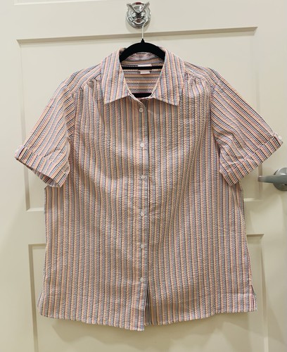 NWOT American Sweetheart Vintage 80s Women’s Striped Pastel Button Up Blouse Lrg