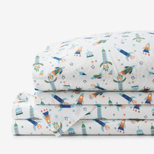 Company Kids Space Adventure Multi-Colored Organic Cotton Percale Queen Sheet Se