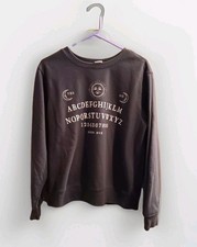 Women's Ouija Board Print Pullover Sweatshirt Size Medium charcoal gray