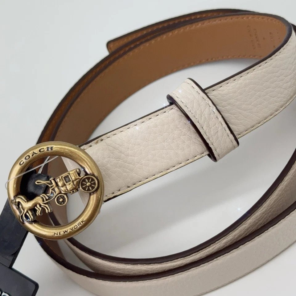 蔻驰F78181马和马车皮革皮带粉笔轻鞍黄铜25毫米L — 第 4/4 张图片