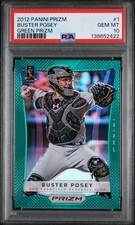 2012 PANINI PRIZM GREEN PRIZM #1 BUSTER POSEY PSA 10