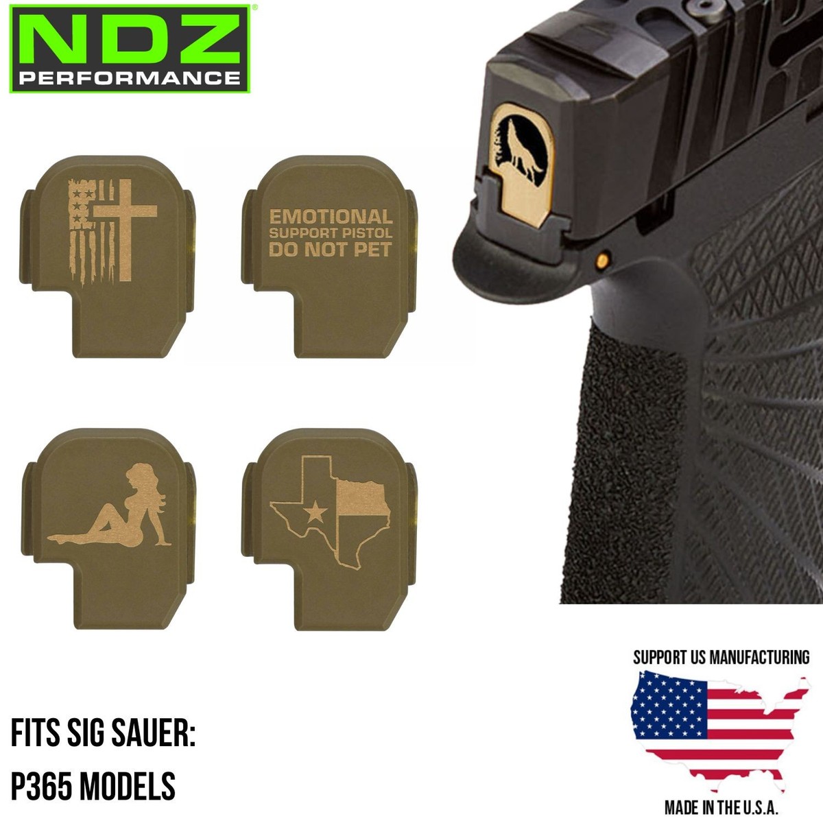 NDZ Sig P365 XL Fuse X Macro Brass Slide Back Plate Cerakote ODG