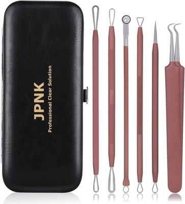 JPNK Blackhead Remover Tool Comedones Extractor Acne Removal Kit for Pink 