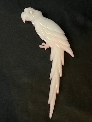 Vintage Plastic Parrot Brooch Copenhagen Denmark Buch Deichmann Celluloid Pin