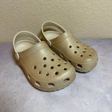 Crocs Classic Glitter Clogs Gold Sparkle Womens Size 5 205942