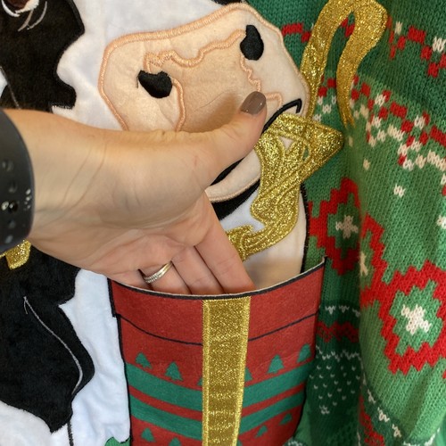 Funny Ugly Christmas Sweater Cow Bells Mens XL Green Holiday Time - 第 5/6 張圖片