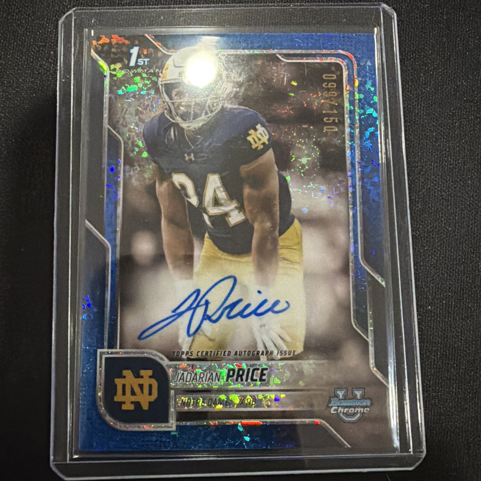 2025 Bowman Chrome University 1st AUTO Jadarian Price ND Blue Mini-Diamond /150