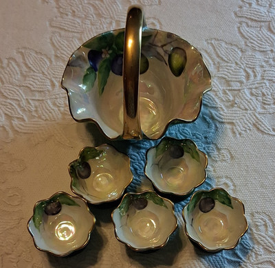 Noritake Hand Painted6pc. Berry Set Made In Japan ''Morimura'' Brother's 1921-1941