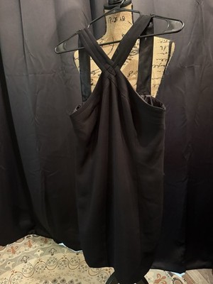 Laundry by Shelli Segal Black Satin V-Neck Strappy dress Womens 8